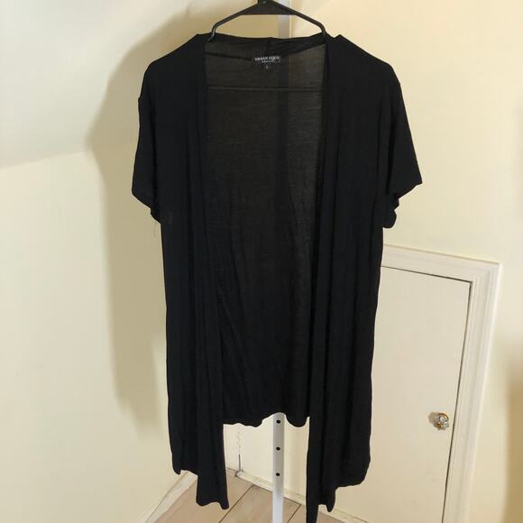 Urban Coco EUC Women's Black Short Sleeve Longline Open Cardigan Sweater Size L - Picture 1 of 7